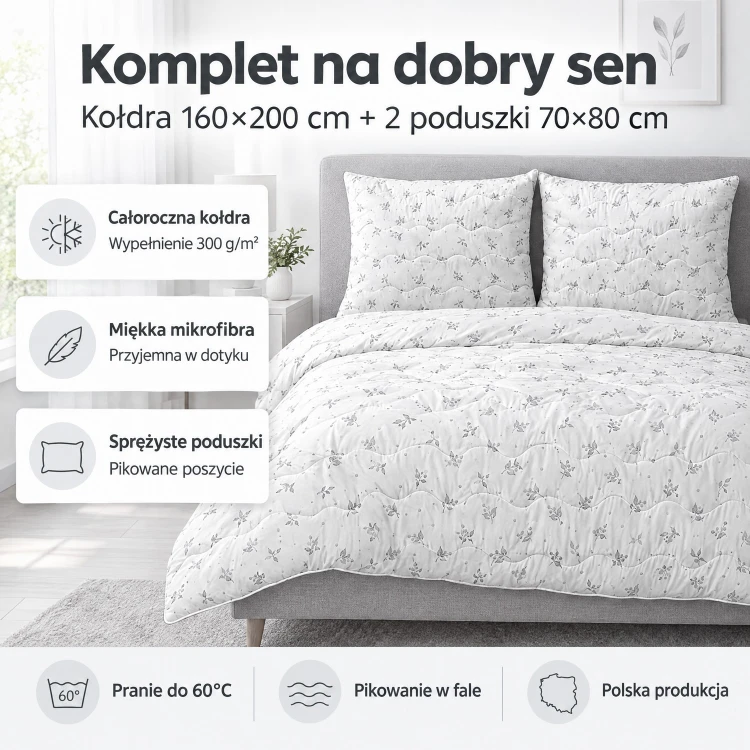 Kołdra z poduszkami 160x200