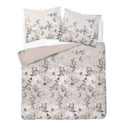 Pościel 160x200 Pudrowe Magnolie beżowe w kwiaty – 3 części