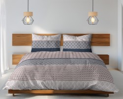 Pościel bawełniana 160x200 Brązowa w ornamenty – 3 części
