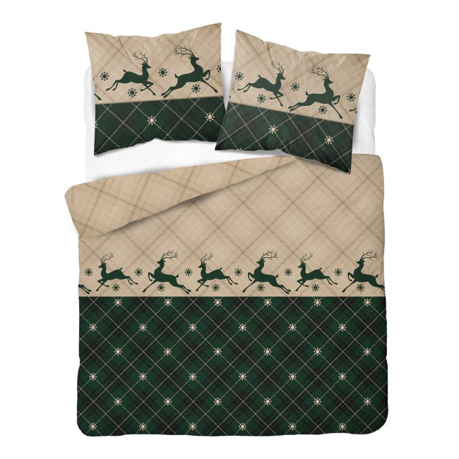 Przejdź do produktu Pościel świąteczna 160x200 100% bawełna Zielone Renifery