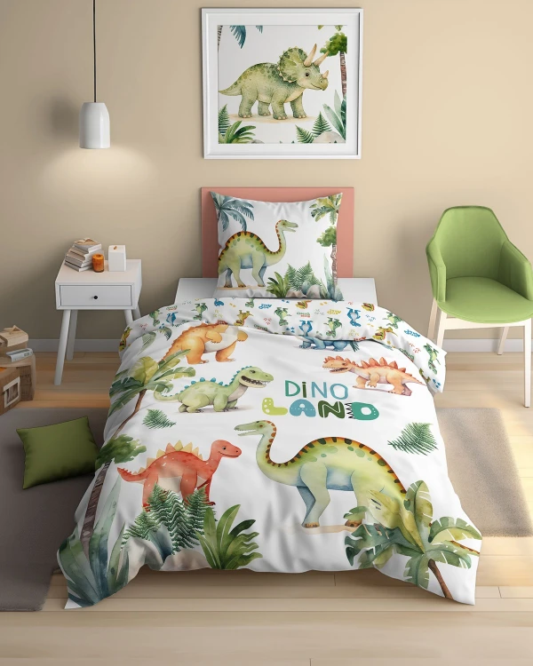 Pościel dla dzieci 160x200 100% bawełna Kolorowe Dinozaury