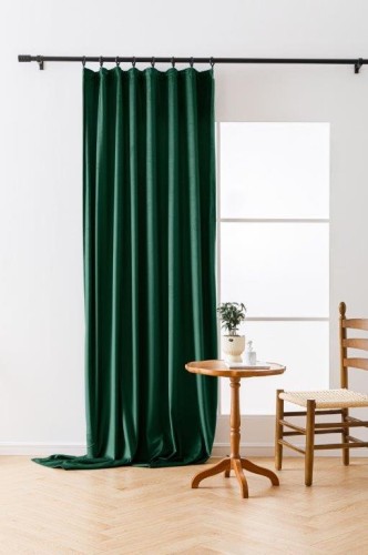 Elegancka zasłona na żabki, kolor butelkowej zieleni, welurowa, 140x250 cm
