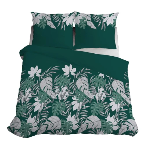 Zielony tropikalny wzór pościeli w liście monstery