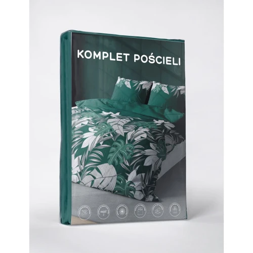 Tropikalny design pościeli w głębokim odcieniu zieleni