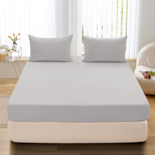 Prześcieradło z gumką 160x200 jasny szary GK09