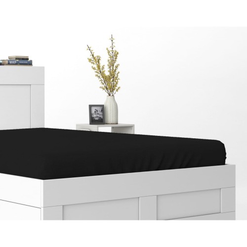 Prześcieradło z gumką 160x200 bawełna satynowa czarne