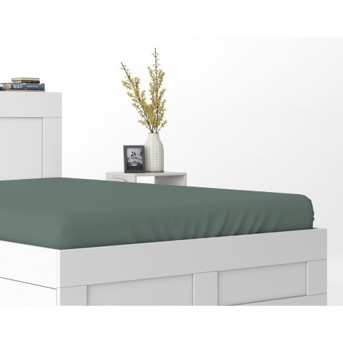 Prześcieradło z gumką 160x200 bawełna satynowa oliwka