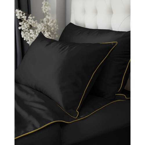 Pościel bawełniana 200x220 z Makosatyny Pure czarna