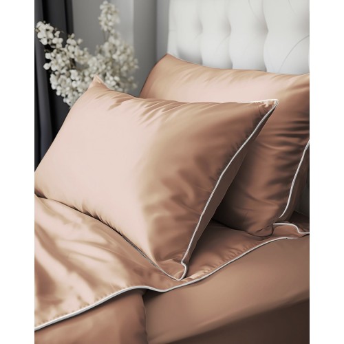 Pościel bawełniana 160x200 z Makosatyny Pure brzoskwiniowa