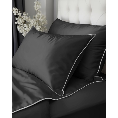 Pościel bawełniana 160x200 z Makosatyny Pure ciemnoszara