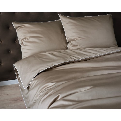 Pościel bawełniana 160x200 z Makosatyny Pure pudrowy TAUPE