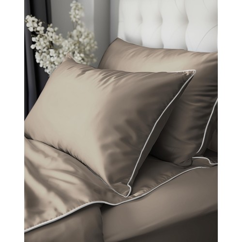 Pościel bawełniana 160x200 z Makosatyny Pure TAUPE