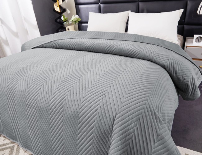 Przejdź do produktu Narzuta na łóżko 200x220 Cotton Word NNW 2625 szara