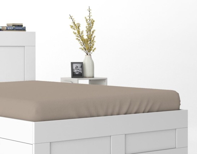 Przejdź do produktu Prześcieradło z gumką 140x200 bawełna satynowa TAUPE