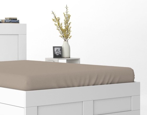 Prześcieradło z gumką 180x200 bawełna satynowa TAUPE