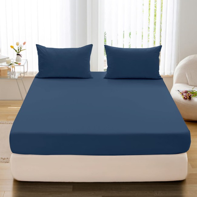 Przejdź do produktu Prześcieradło z gumką 180x200 bawełna granatowe GK10