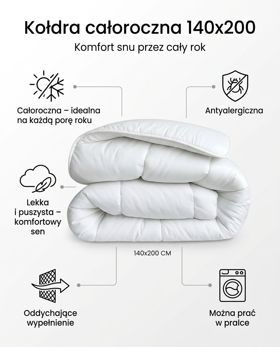 kołdra 140x200 cechy