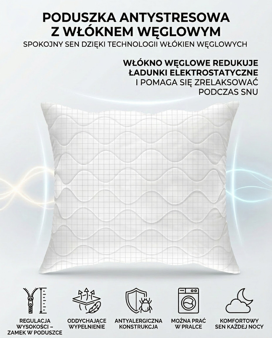 Poduszka 70x80 włókna węglowe