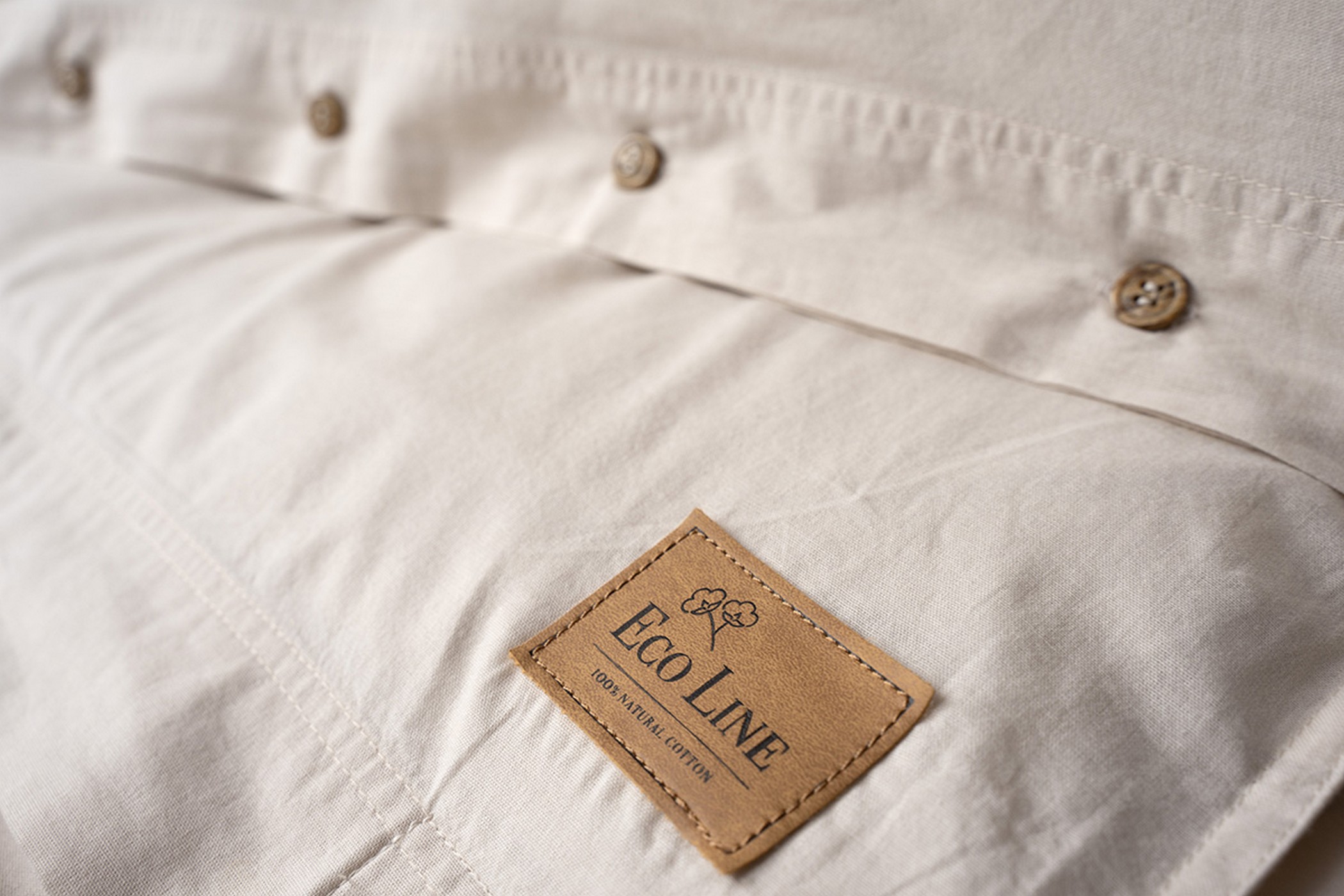 pościel bawełniana 140x200 z guzikami beżowa