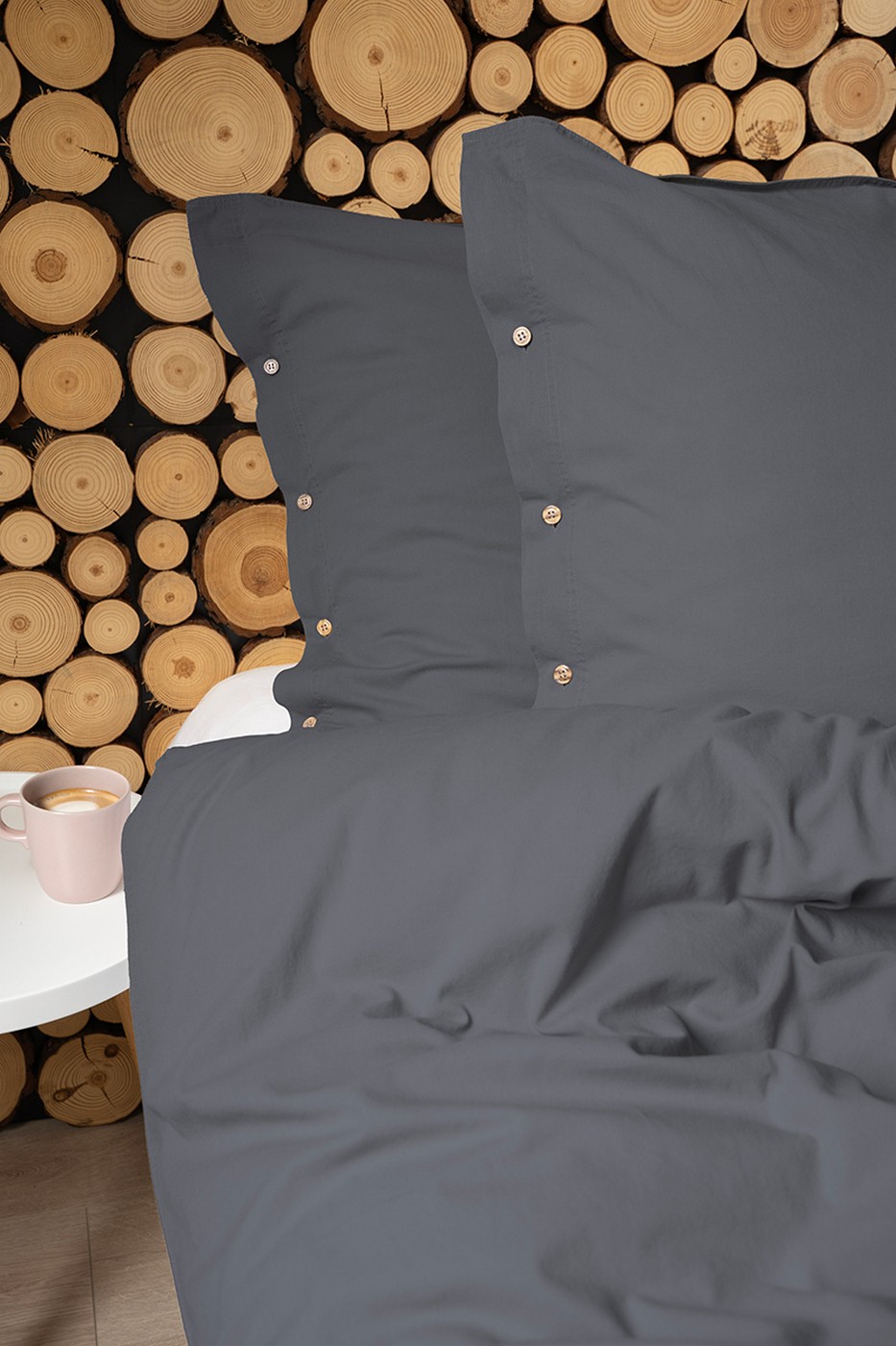 pościel z guzikami 140x200 grafitowa