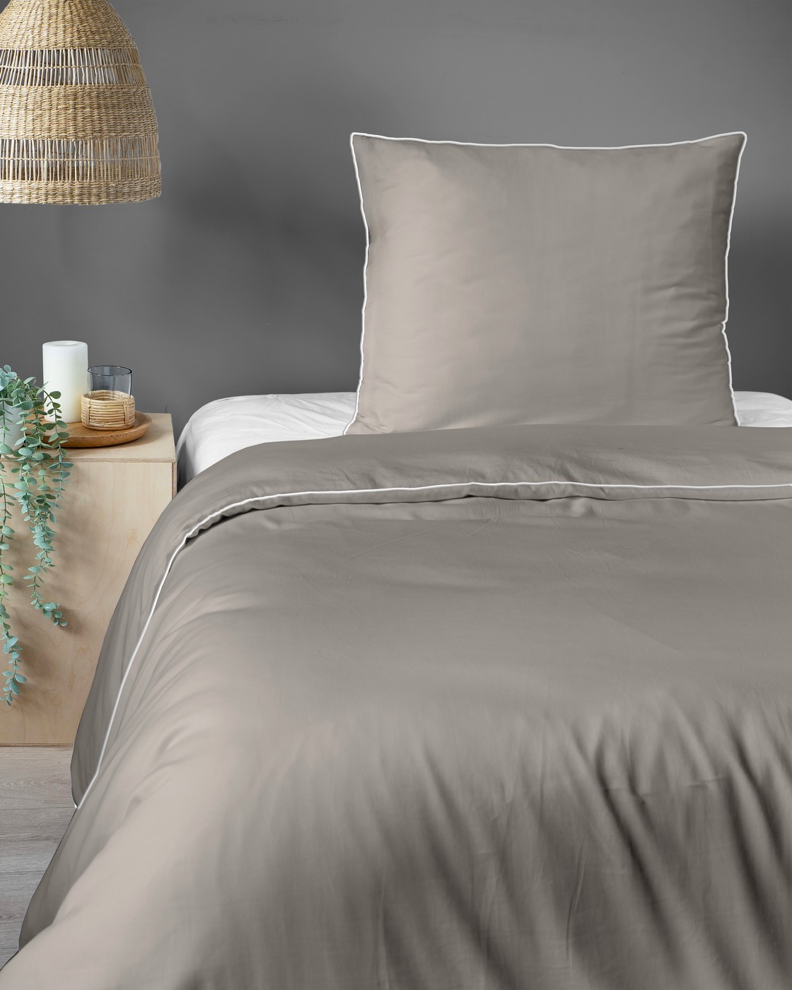 pościel bawełniana 140x200 z bizą beżowa