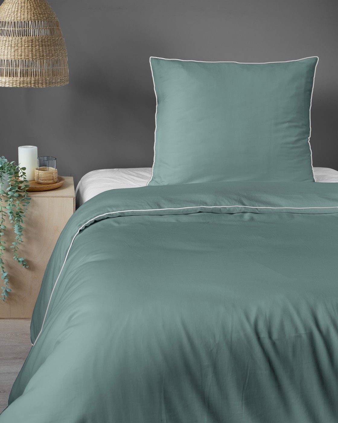 pościel bawełniana 140x200 z bizą miętowa