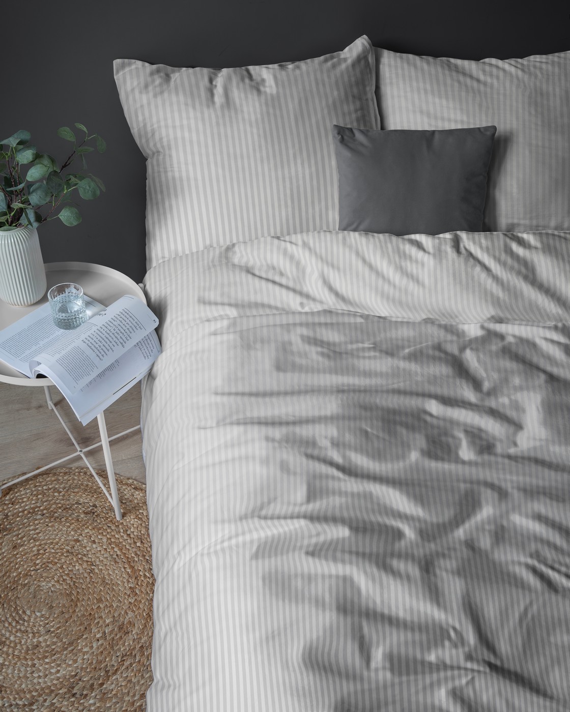 pościel 140x200 bawełna adamaszek jasno szara