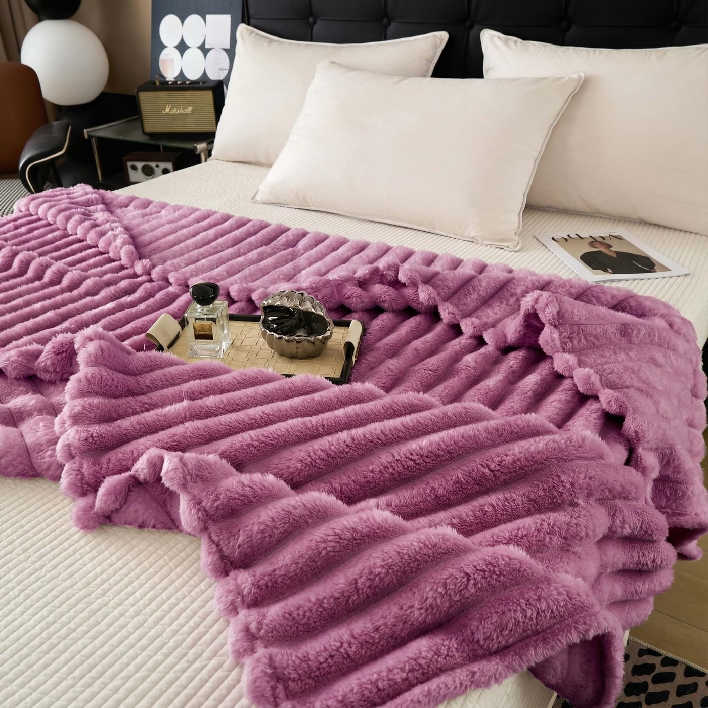 narzuta na łózko 200x220 różowa