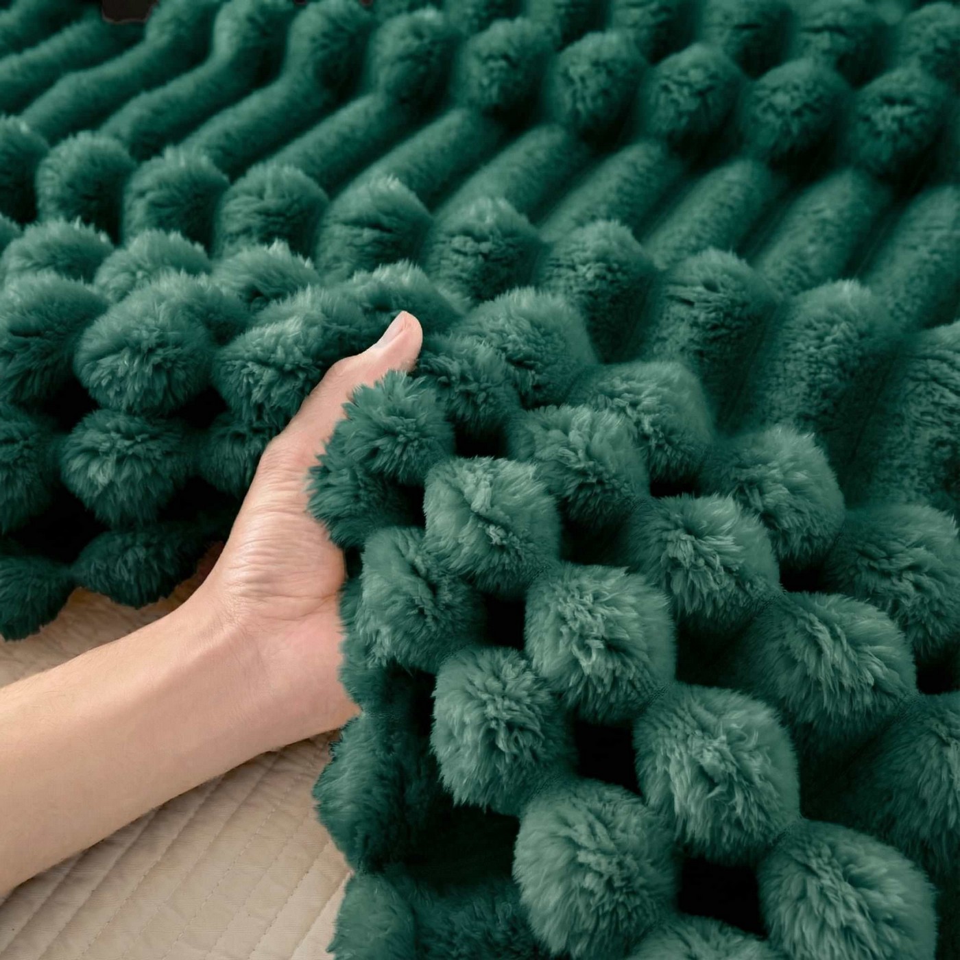 gruby koc 200x220 butelkowa zieleń