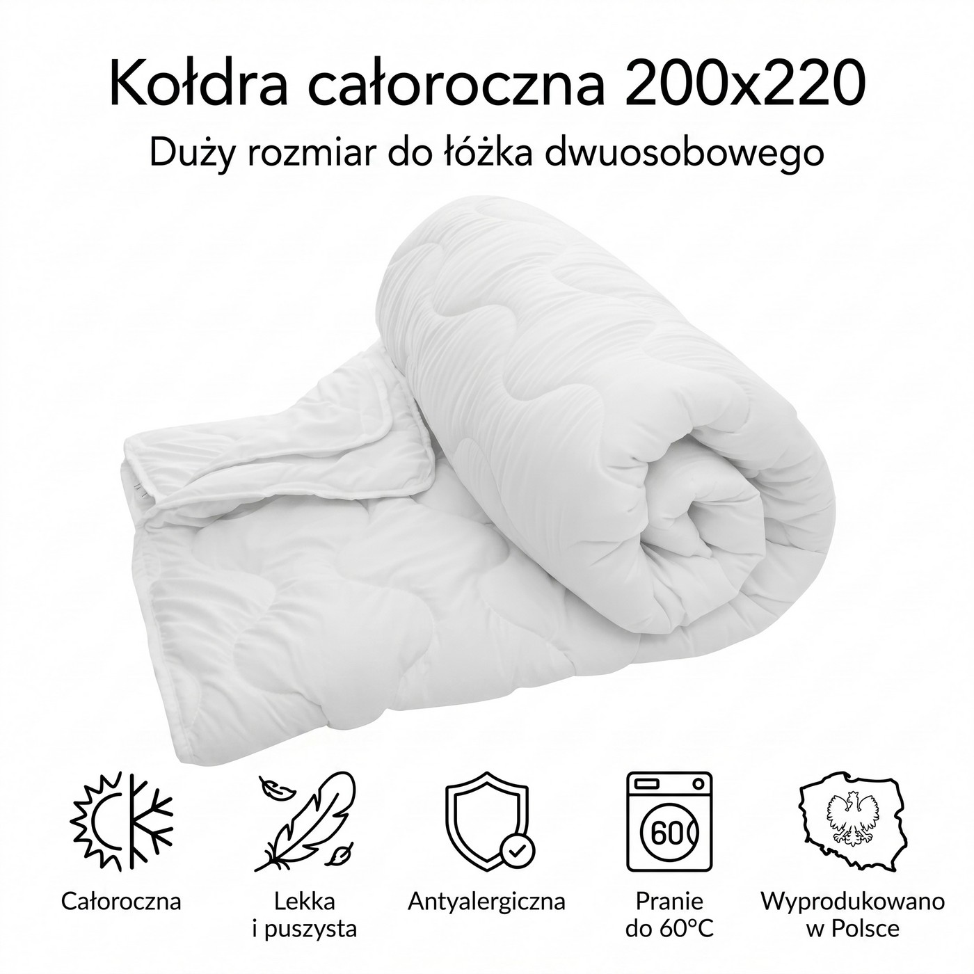 kołdra całoroczna 200x220 cechy produktu