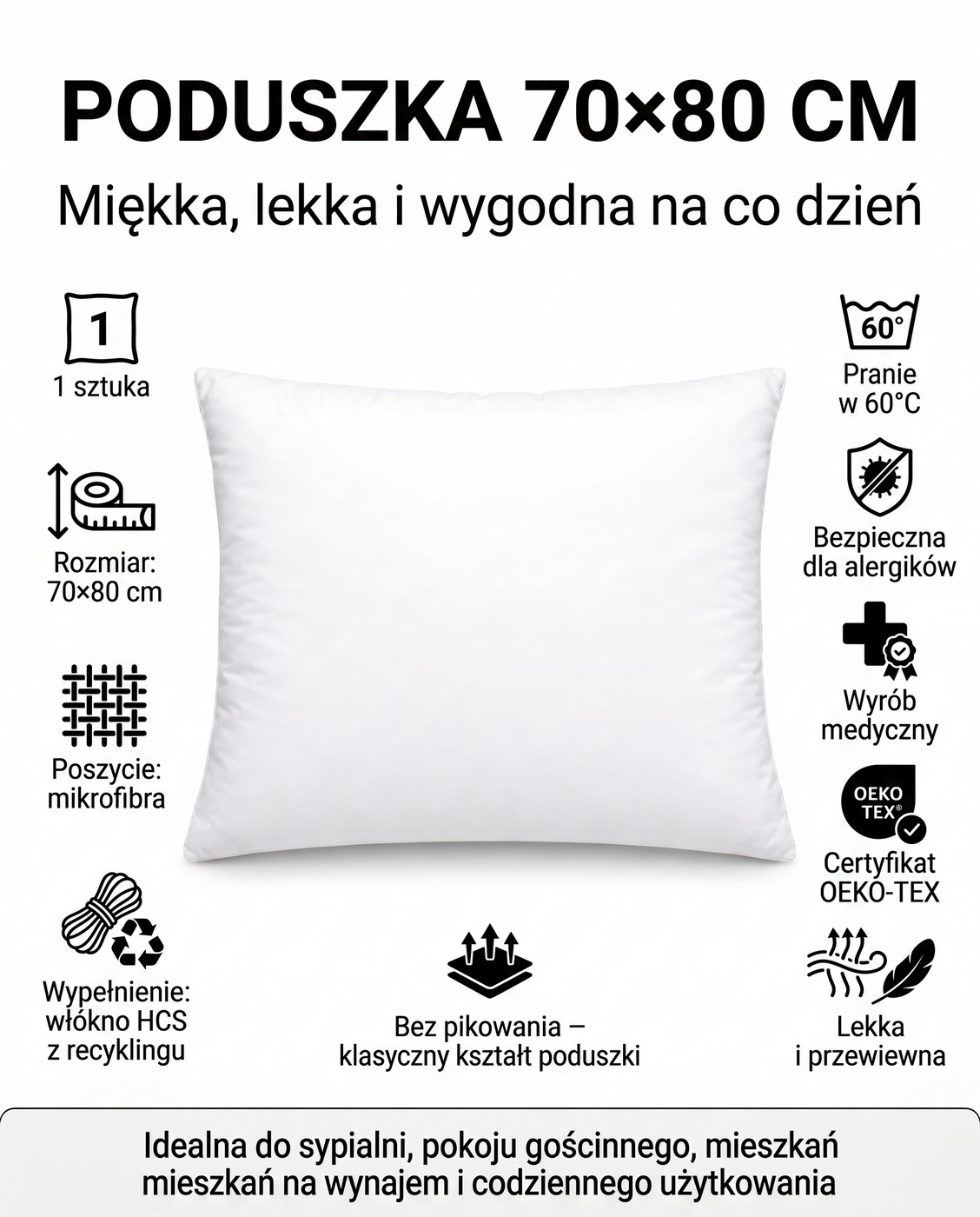 poduszka 70x80 antyalergiczna