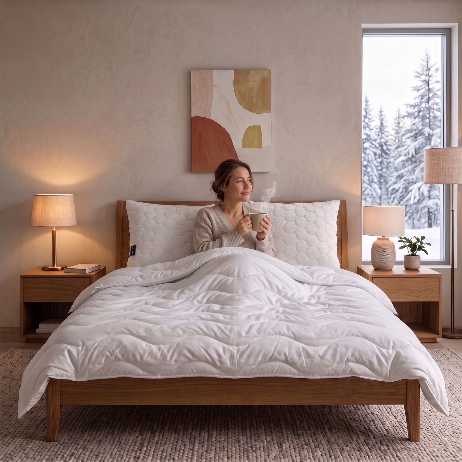 kołdra zimowa 160x200 aranżacja z modelką